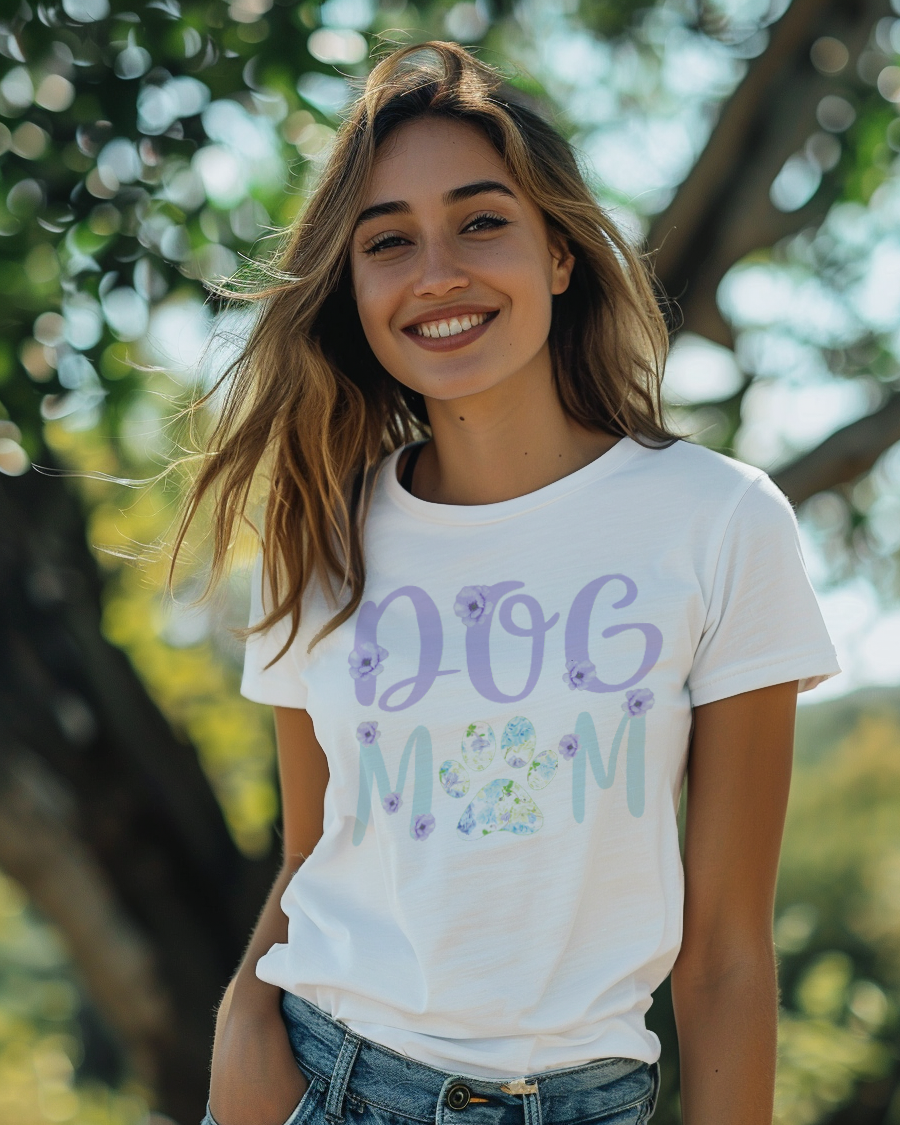 Floral Dog Mom White Tee