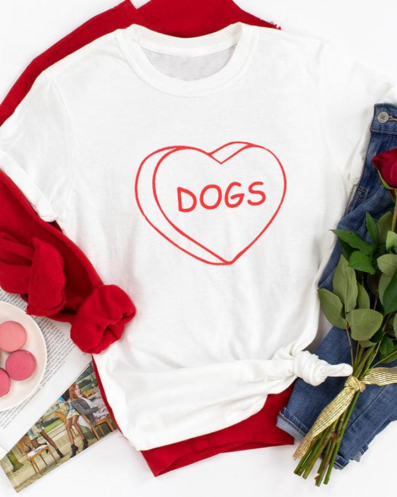 White Candy Heart Red Front Print Tee - Pawz